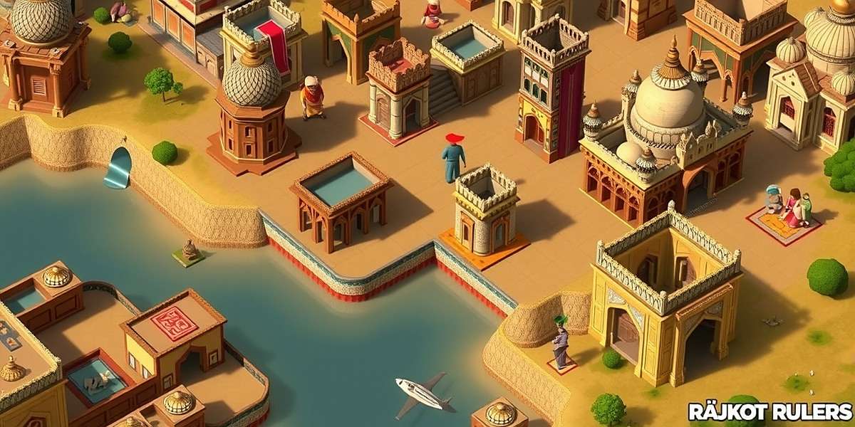 Rajkot Rulers Gameplay Screenshot Rajkot Rulers gameplay showing kingdom management screen with traditional Indian buildings